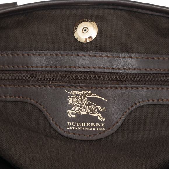 Burberry Leather Trimmed Haymarket Nova Check Medium Tote Bag Vintage - Picture 11 of 13